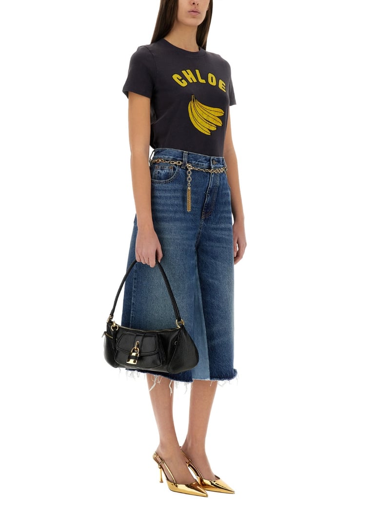 patchwork denim bermuda shorts by Selfnex