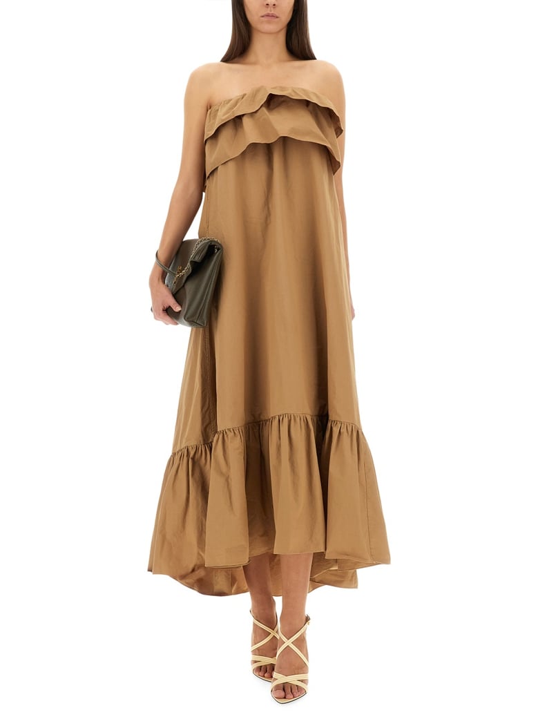 cotton twill ruffle dress by Selfnex
