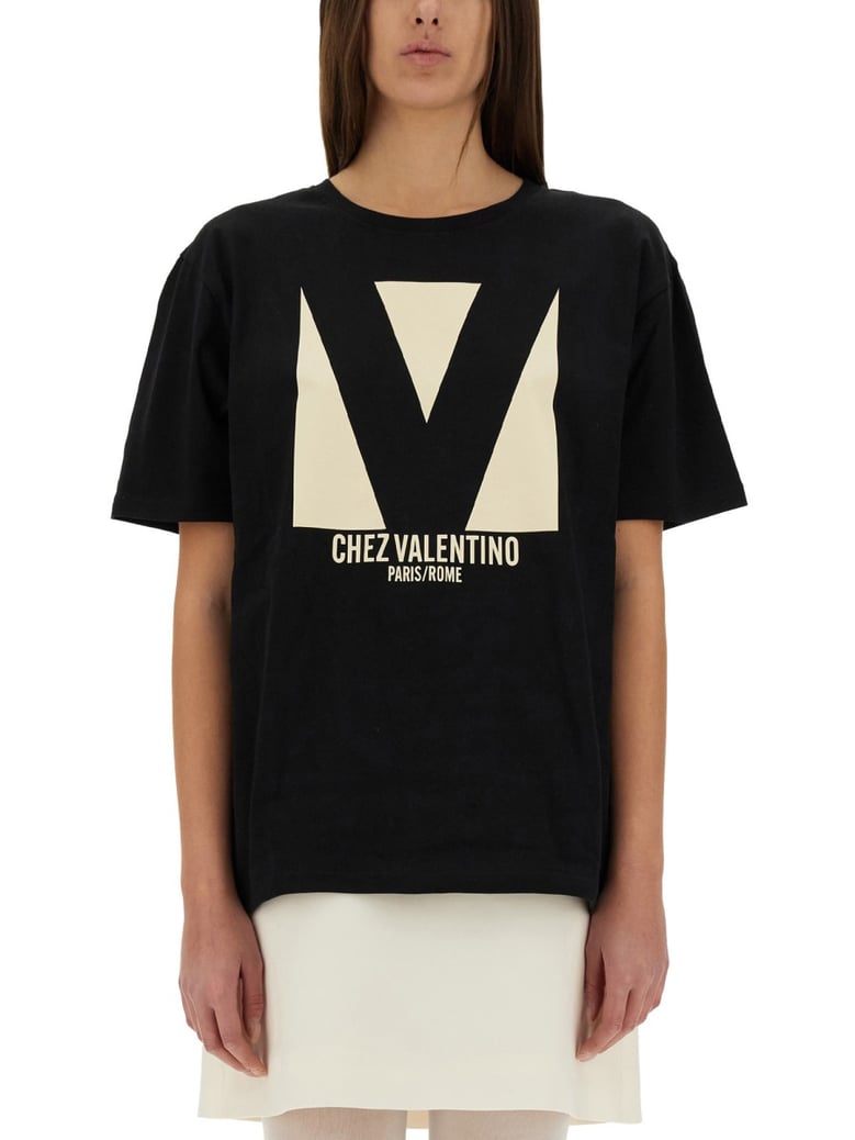 chez valentino print t-shirt by Selfnex