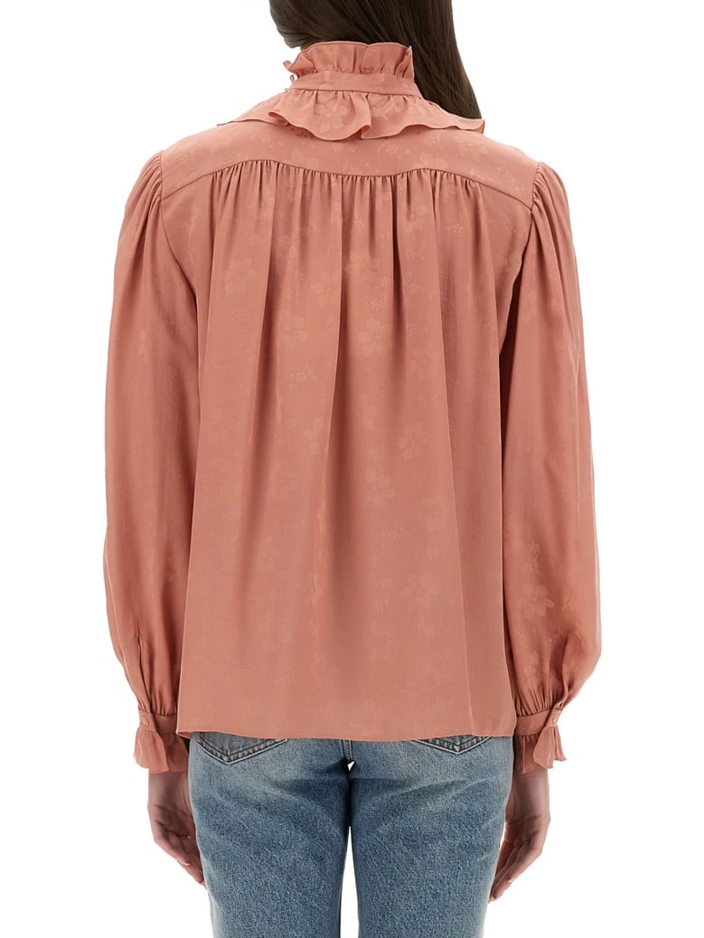 blouse, silk jacquard pink by Selfnex