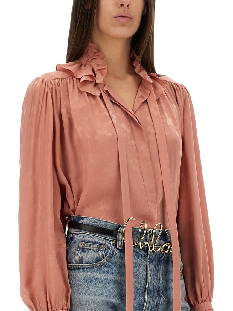 blouse, silk jacquard pink by Selfnex