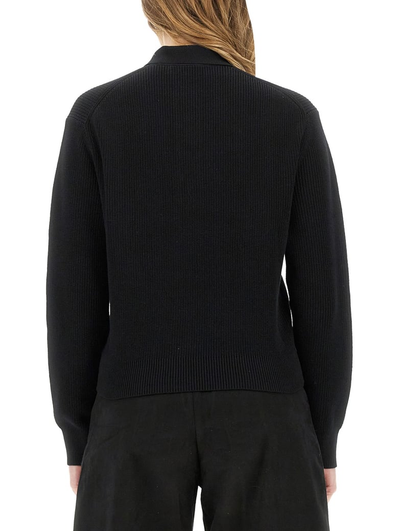 knitted polo shirt in black by Selfnex