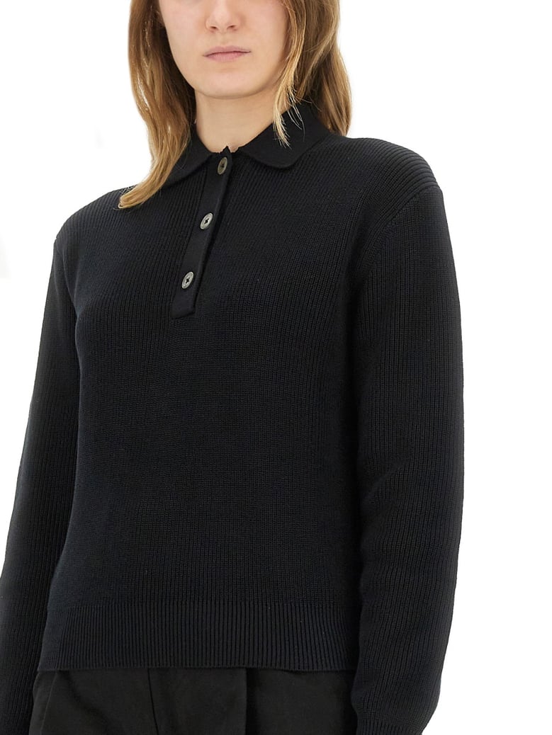 knitted polo shirt in black by Selfnex