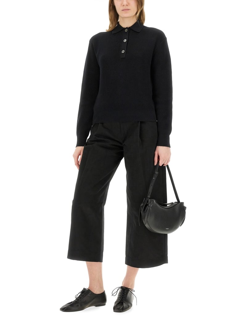 knitted polo shirt in black by Selfnex