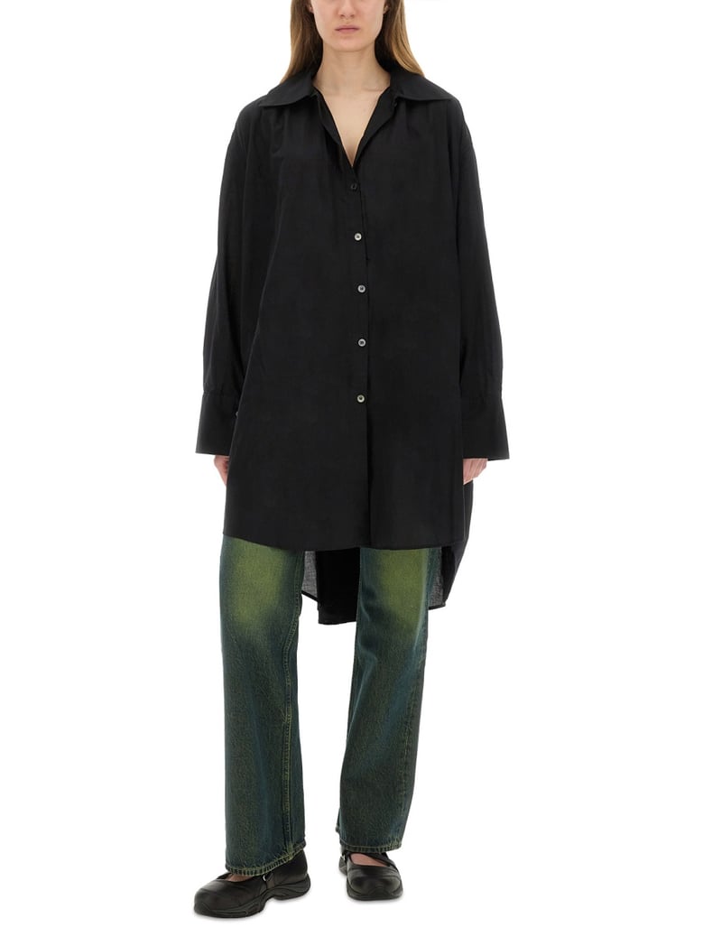loose fit chemisier dress in black by Selfnex
