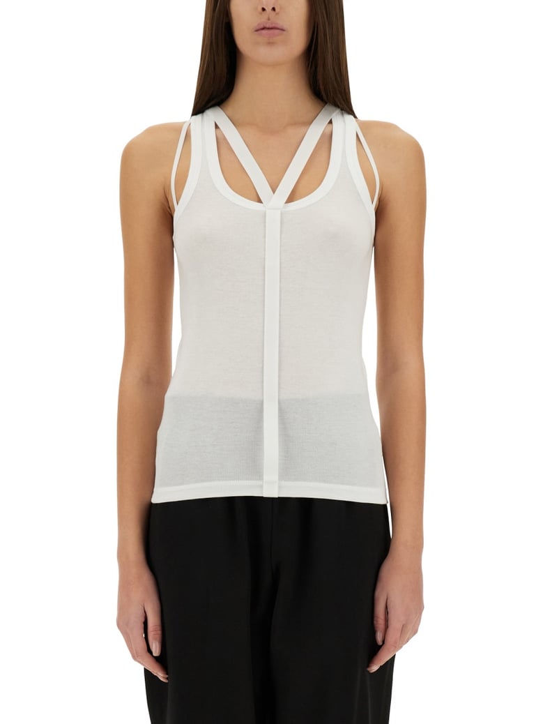 slim fit white top by Selfnex