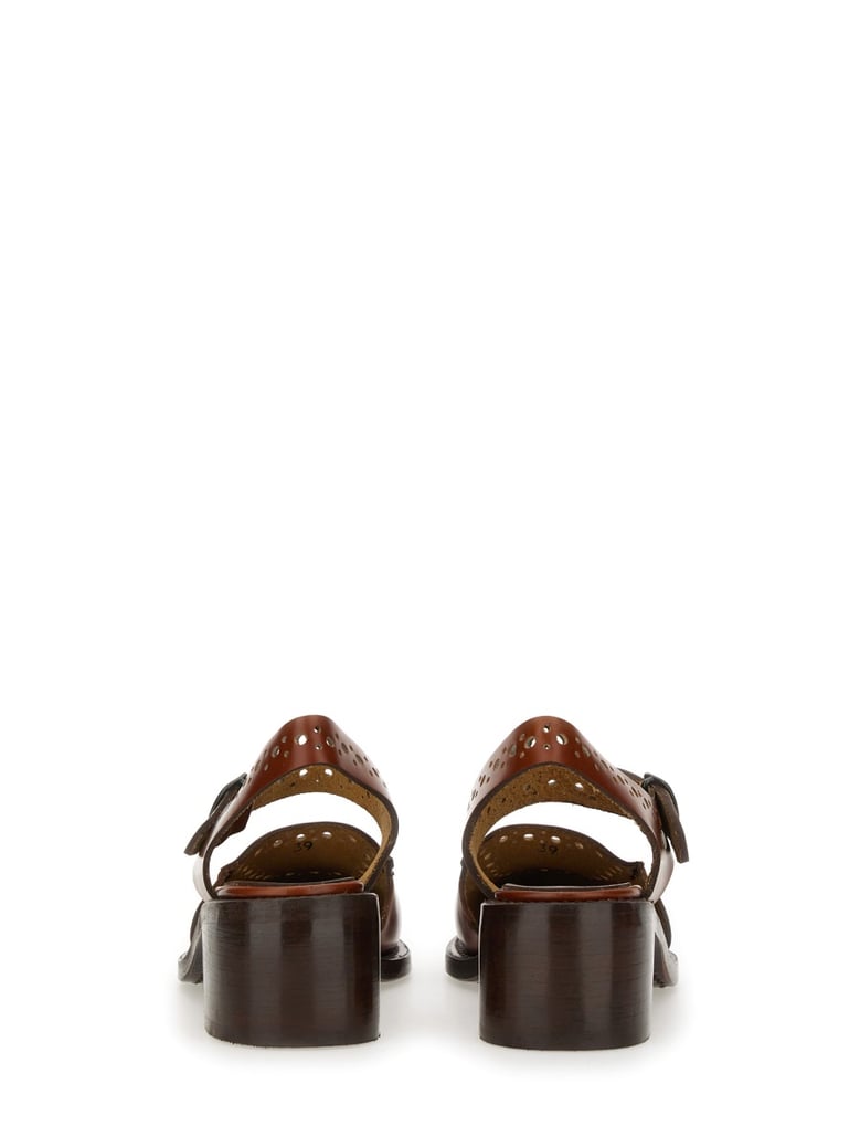 brown leather moccasin sandals by Selfnex