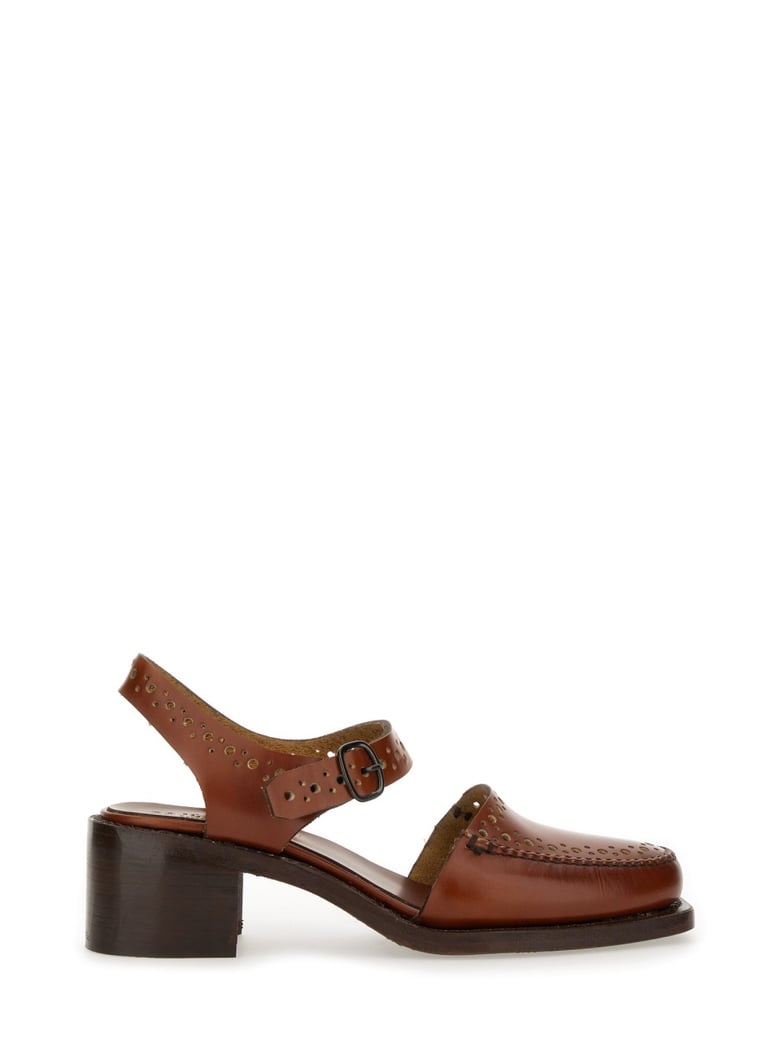 brown leather moccasin sandals by Selfnex