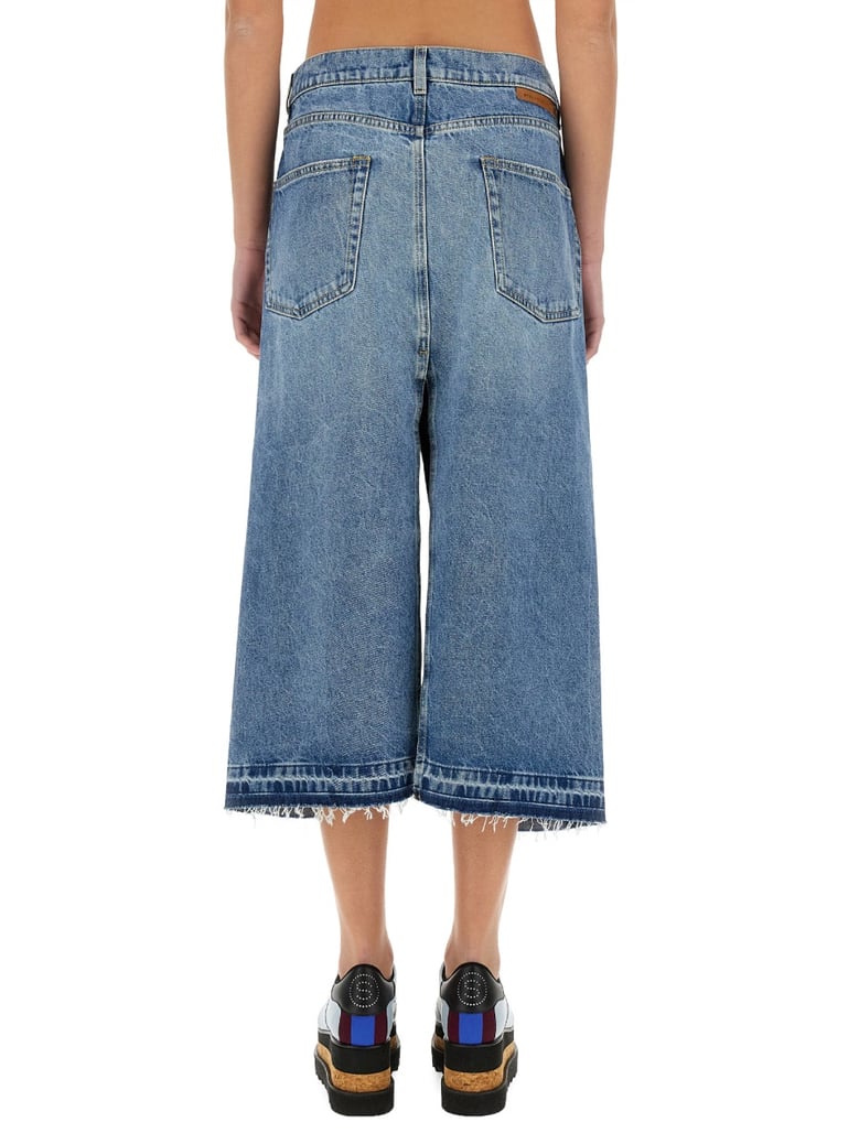 denim skirt with contrasting panel by Selfnex