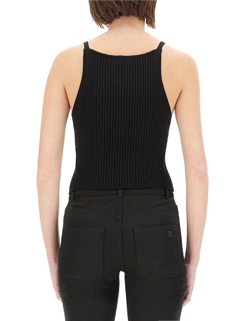 ribbed tank top in black by Selfnex