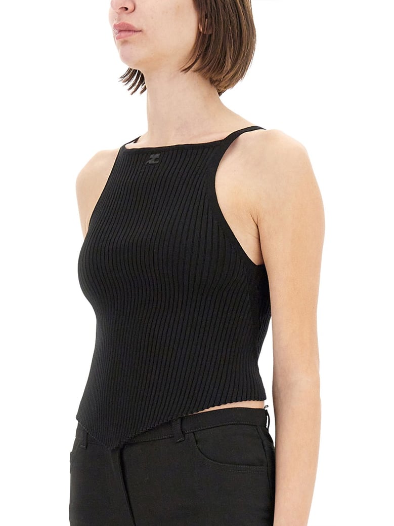 ribbed tank top in black by Selfnex