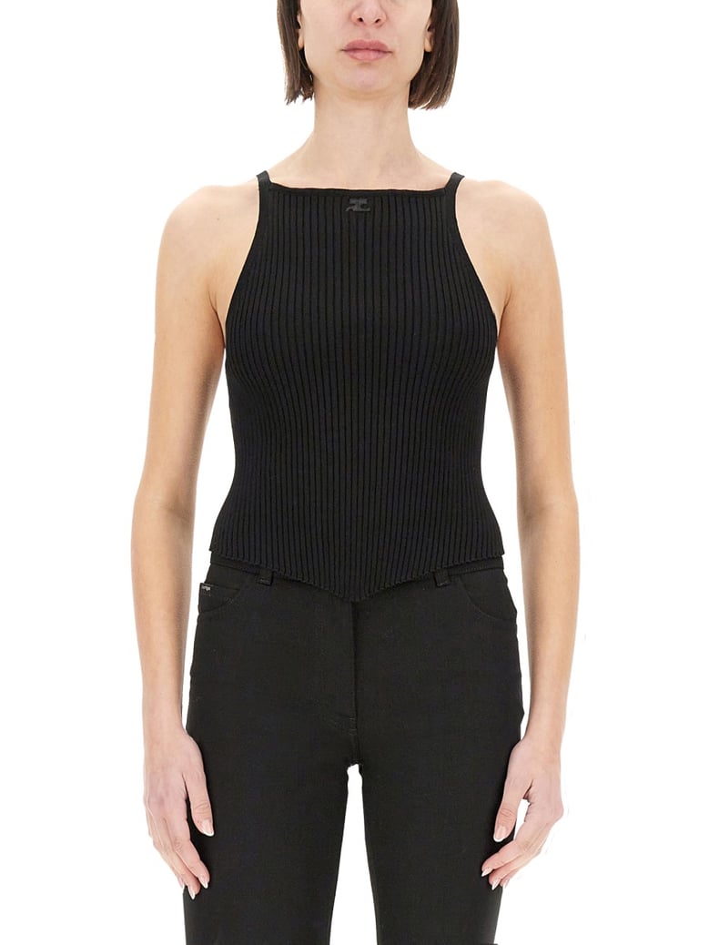 ribbed tank top in black by Selfnex