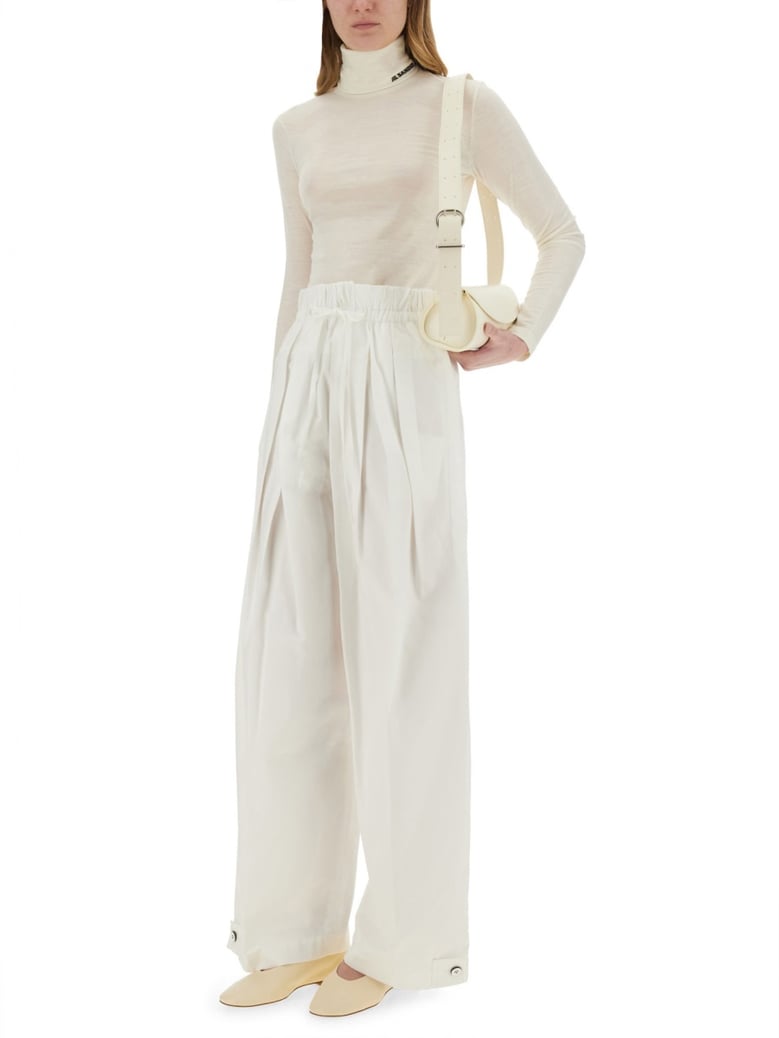 wide pants in cotton gabardine by Selfnex