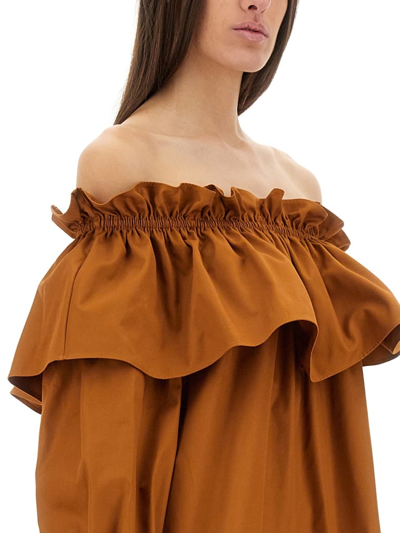 brown sleeve dress by Selfnex