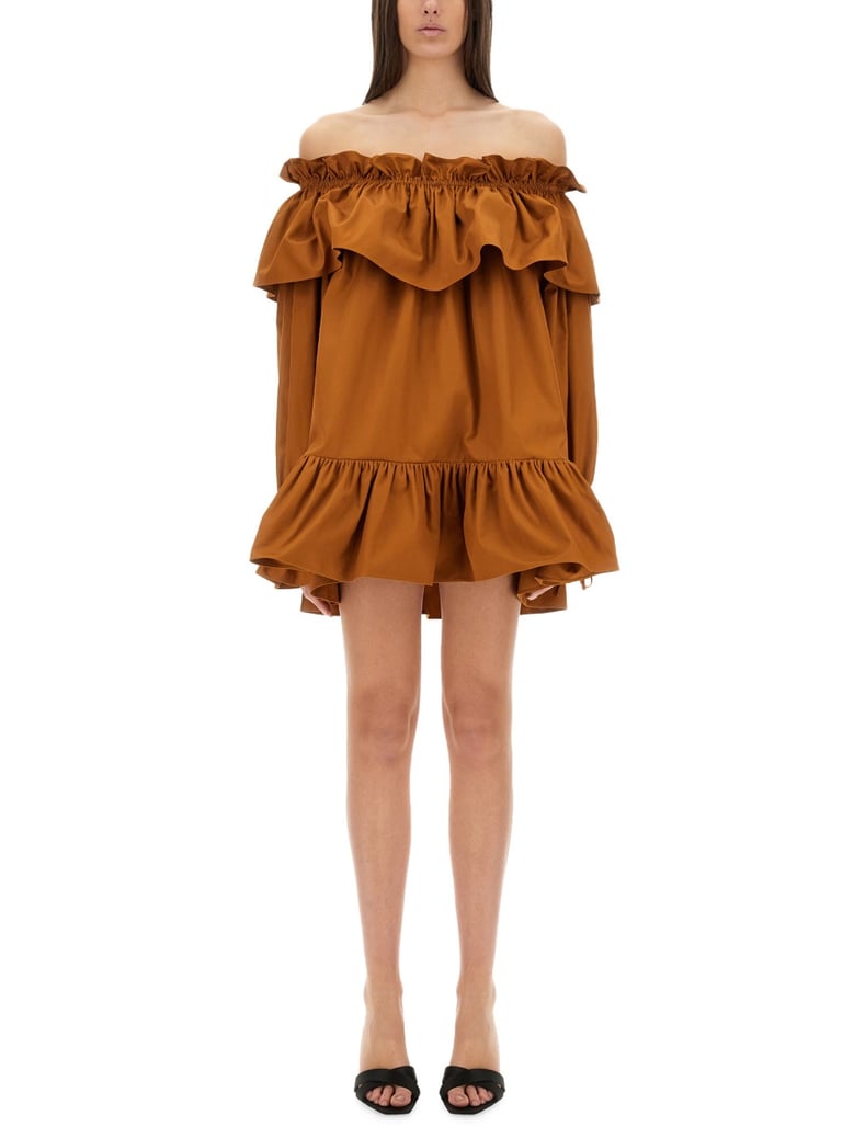 brown sleeve dress by Selfnex