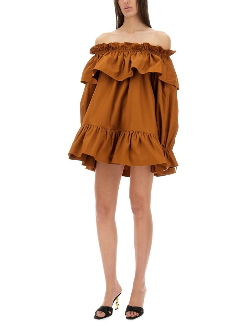 brown sleeve dress by Selfnex