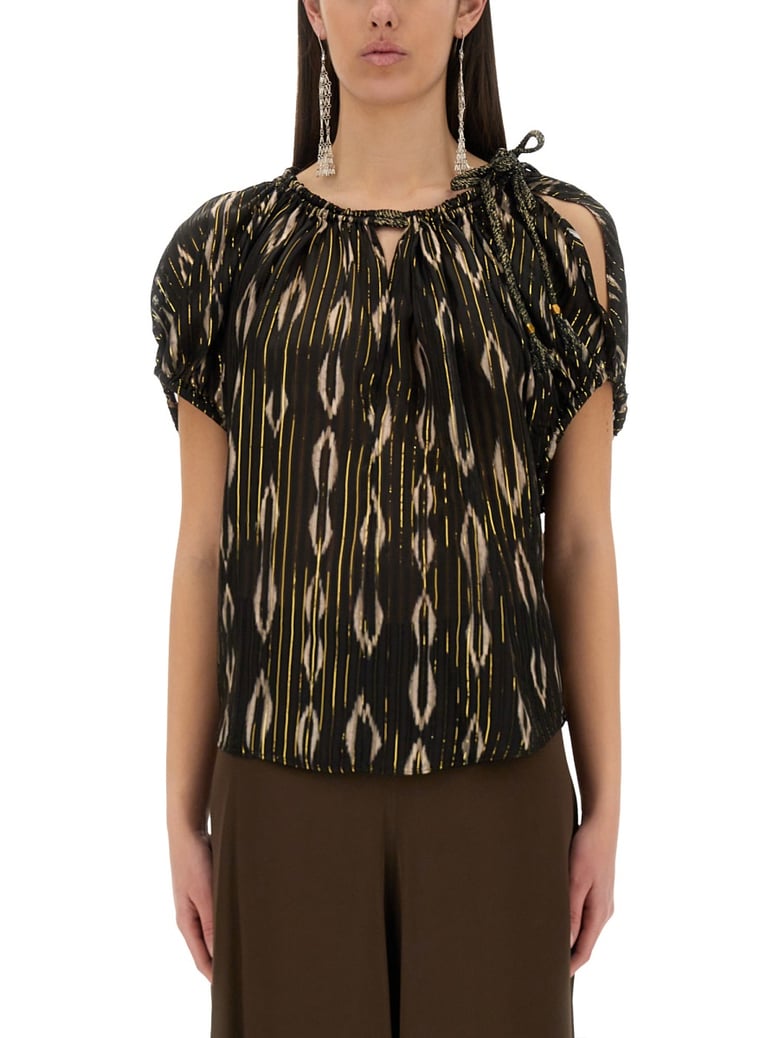 black silk blend top by Selfnex
