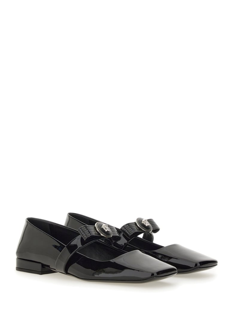patent leather ballerina with ribbon detail by Selfnex