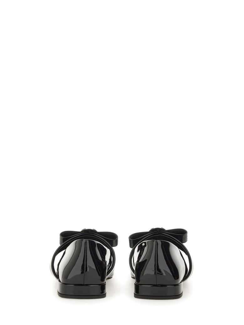 patent leather ballerina with ribbon detail by Selfnex
