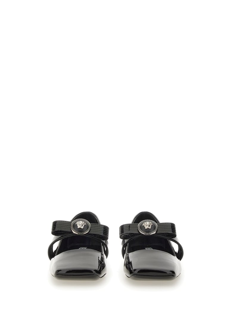 patent leather ballerina with ribbon detail by Selfnex
