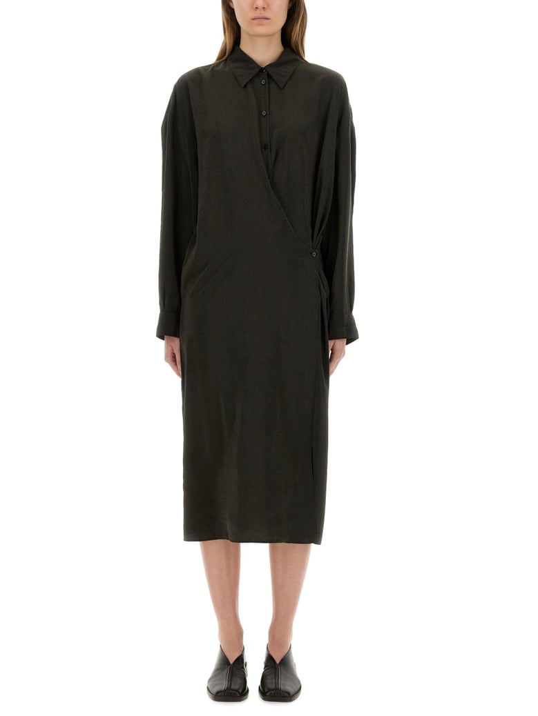 straight collar twisted dress by Selfnex