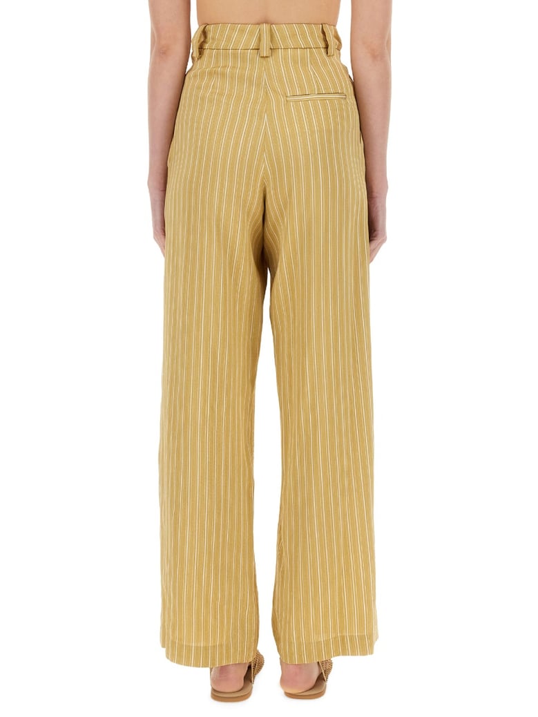 striped satin tailored pants by Selfnex