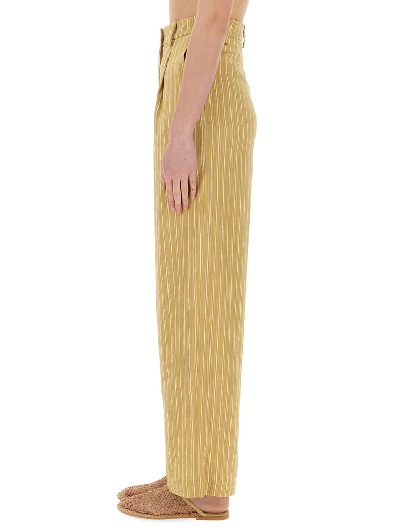 striped satin tailored pants by Selfnex