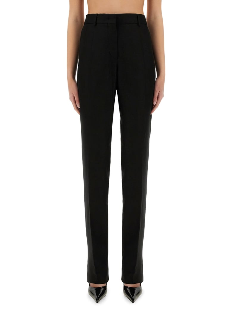 black straight fit pants by Selfnex
