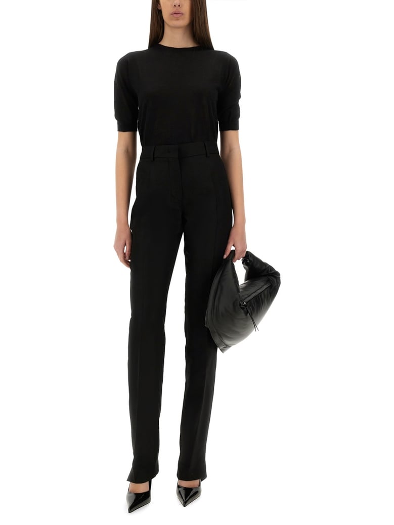 black straight fit pants by Selfnex