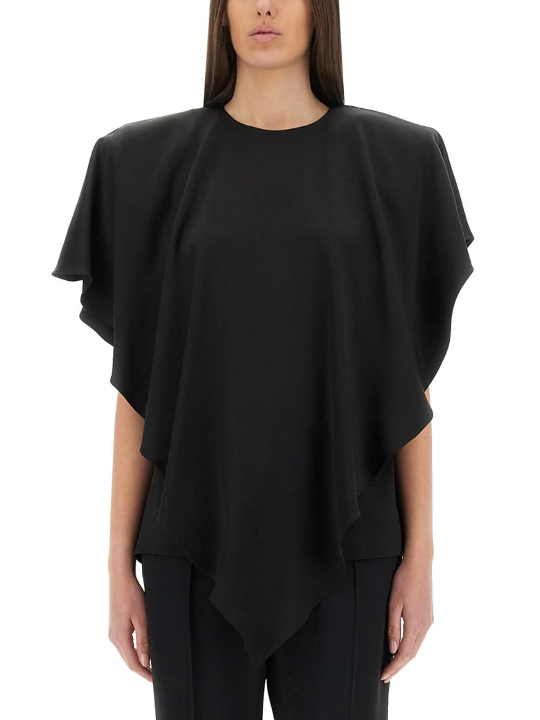 draped top in black by Selfnex