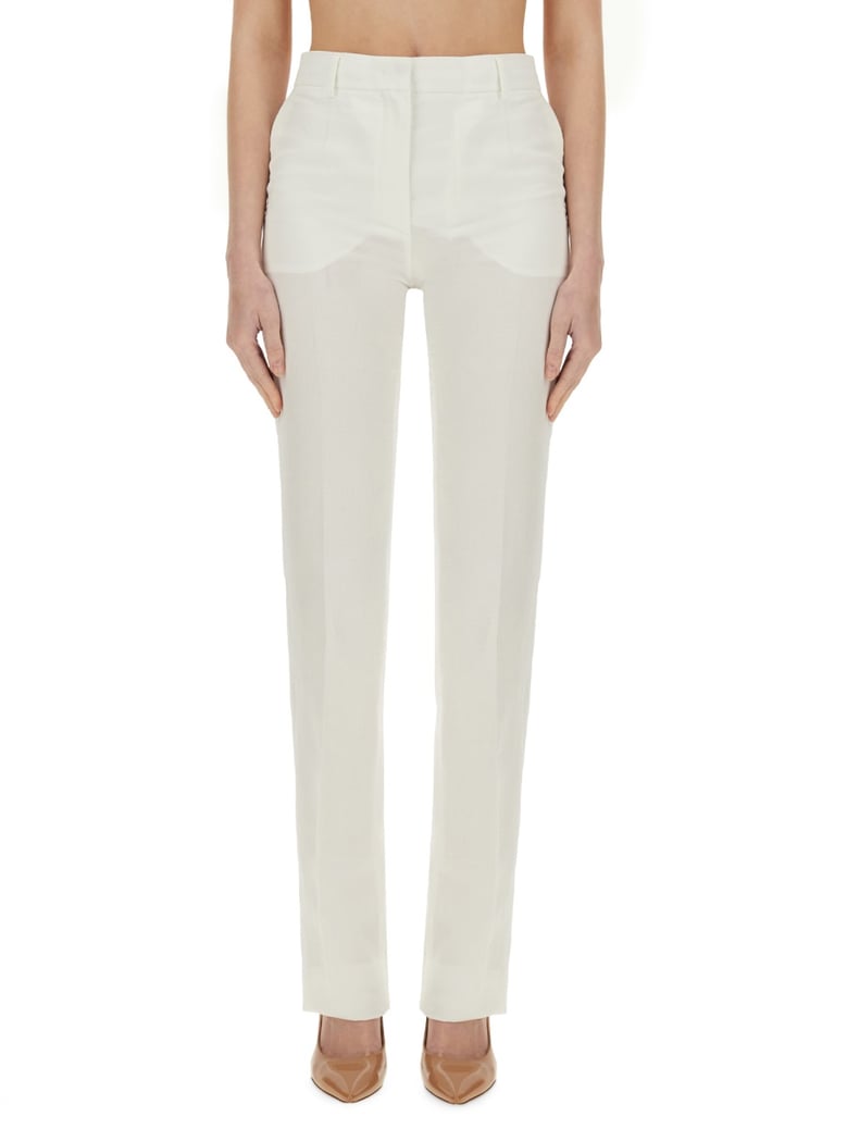 straight fit white pants by Selfnex