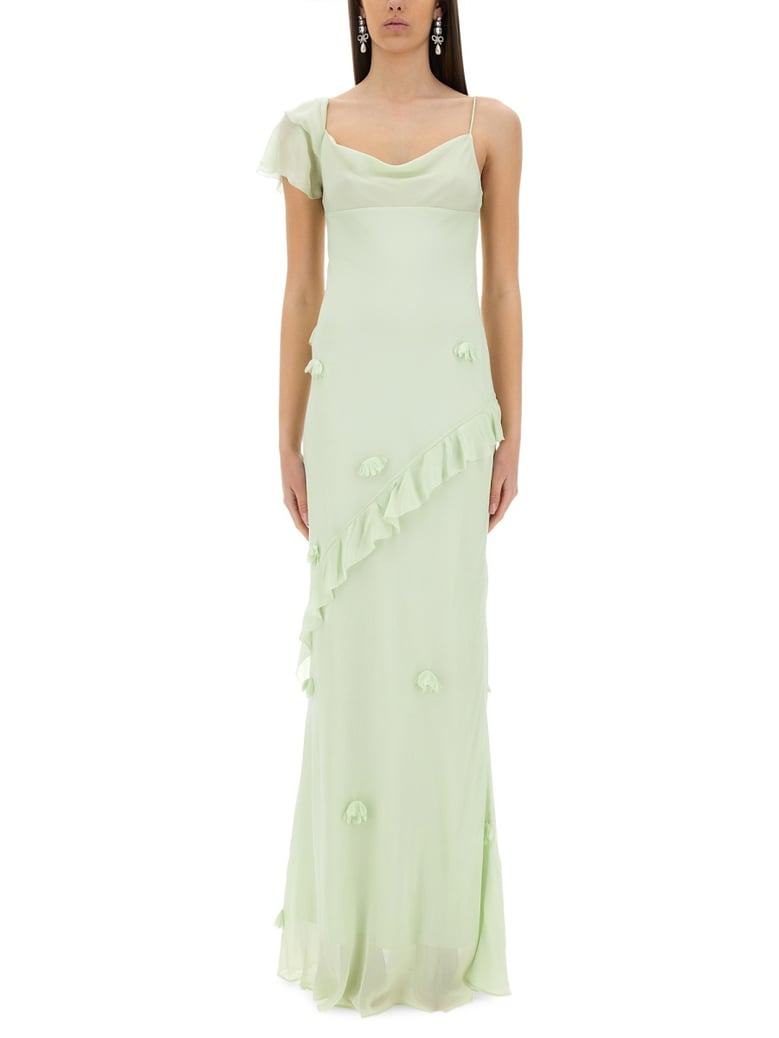 long dress with floral appliqués by Selfnex