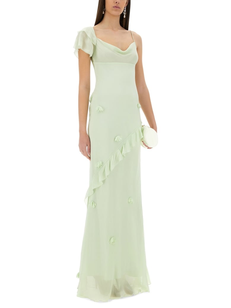 long dress with floral appliqués by Selfnex