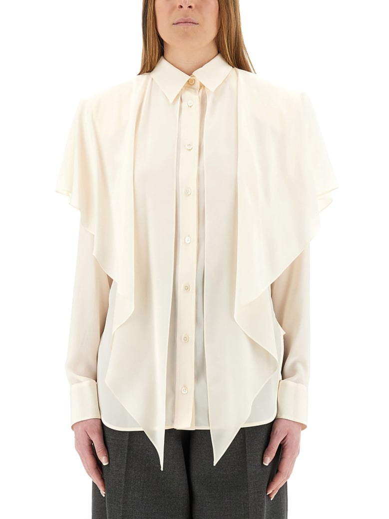 semi-transparent shirt with layered panel by Selfnex