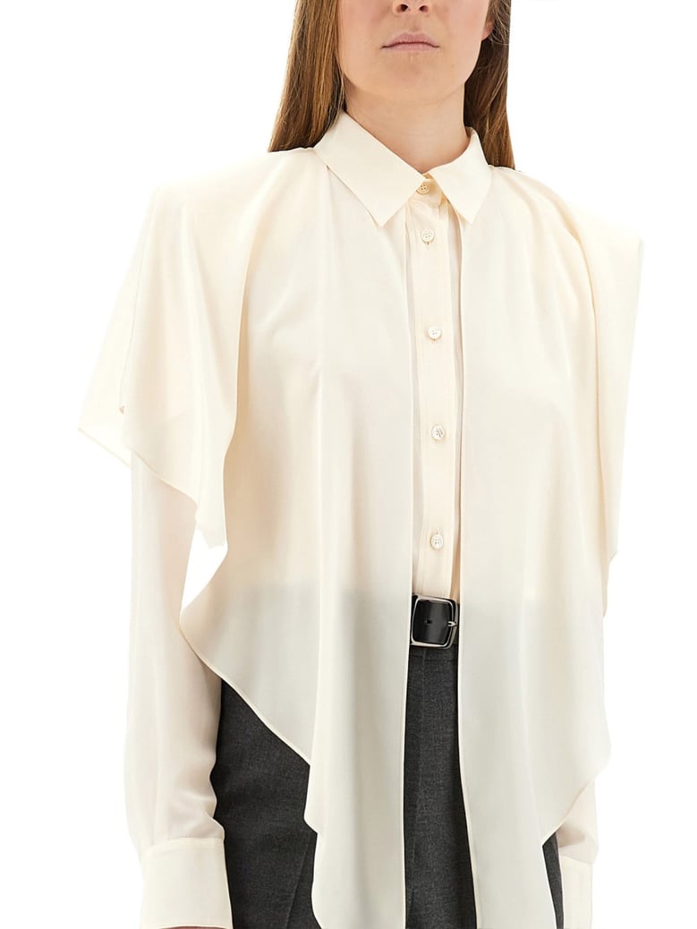 semi-transparent shirt with layered panel by Selfnex