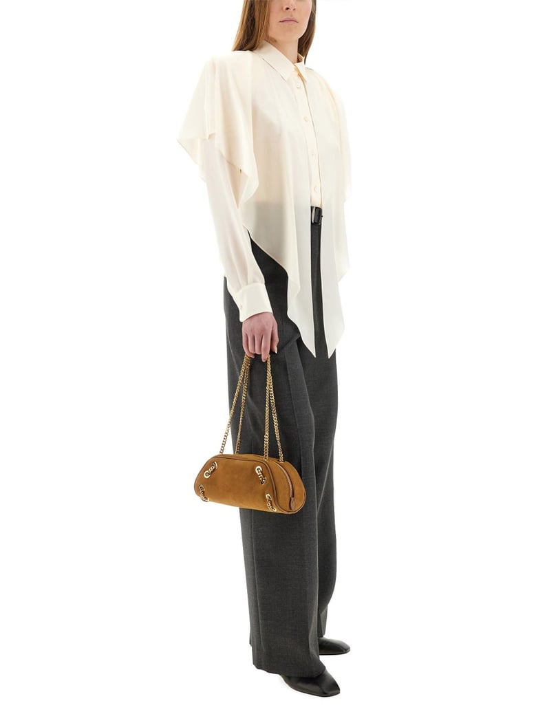 semi-transparent shirt with layered panel by Selfnex