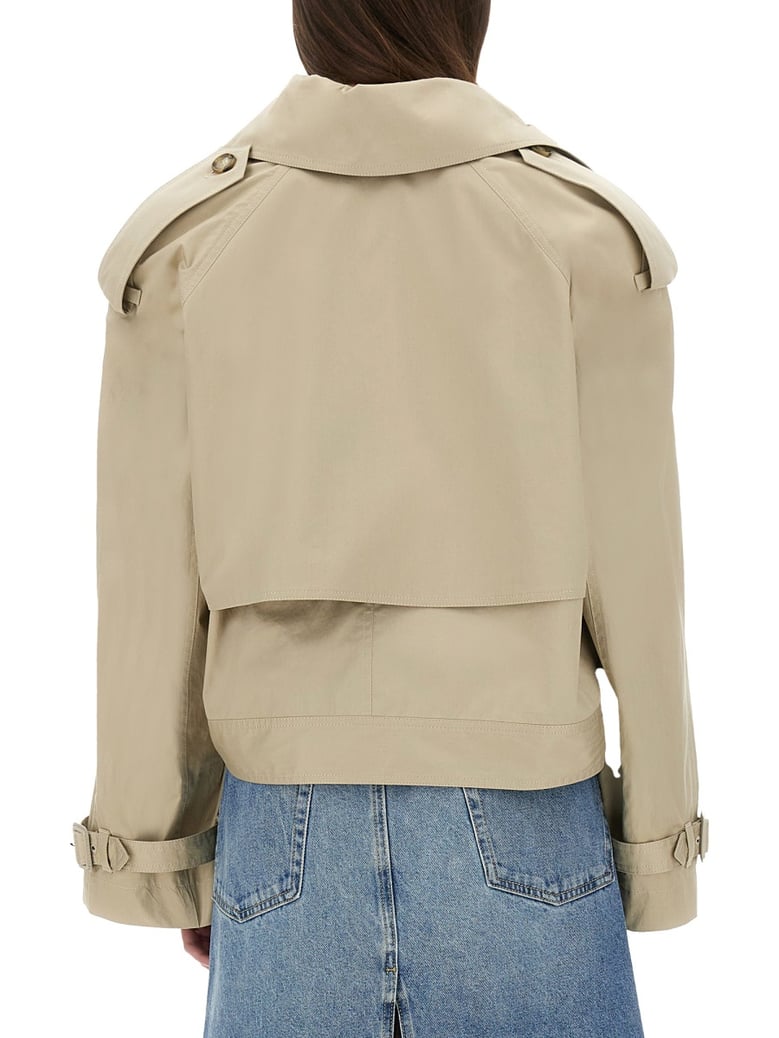 belted short trench coat by Selfnex