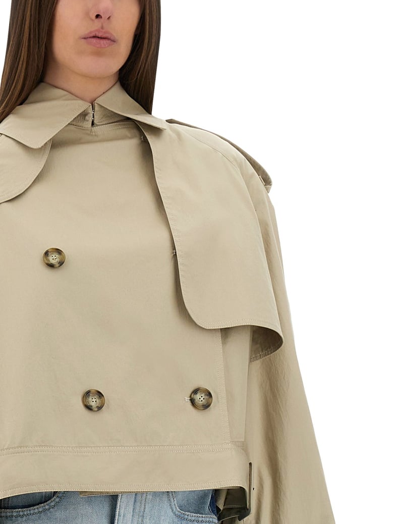 belted short trench coat by Selfnex