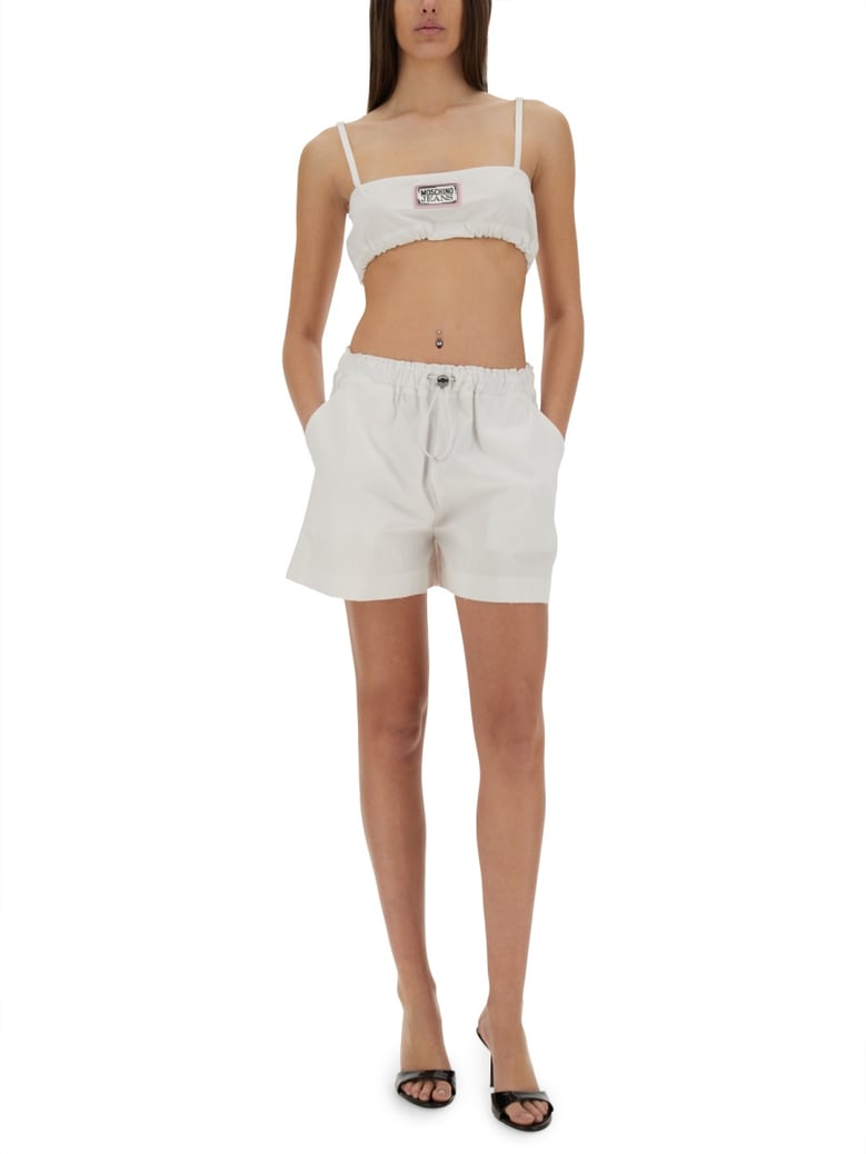 white cotton wide fit shorts by Selfnex
