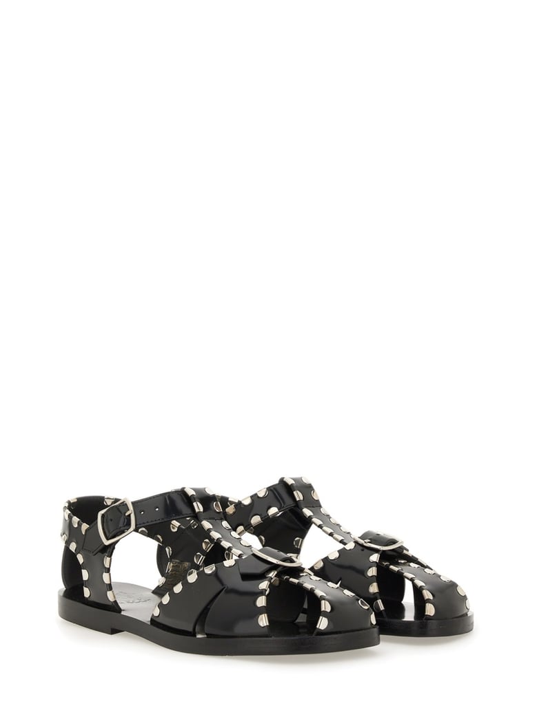 pasely sandal in black leather by Selfnex
