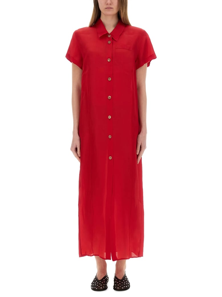 silk dress in red by Selfnex