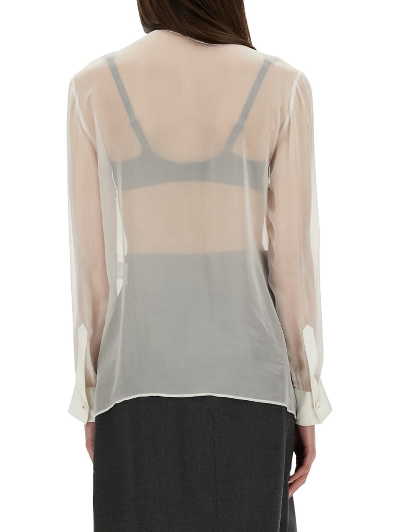 chiffon shirt with bow by Selfnex