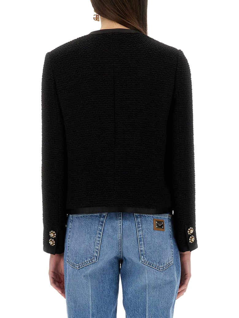 single-breasted tweed bouclé short jacket by Selfnex