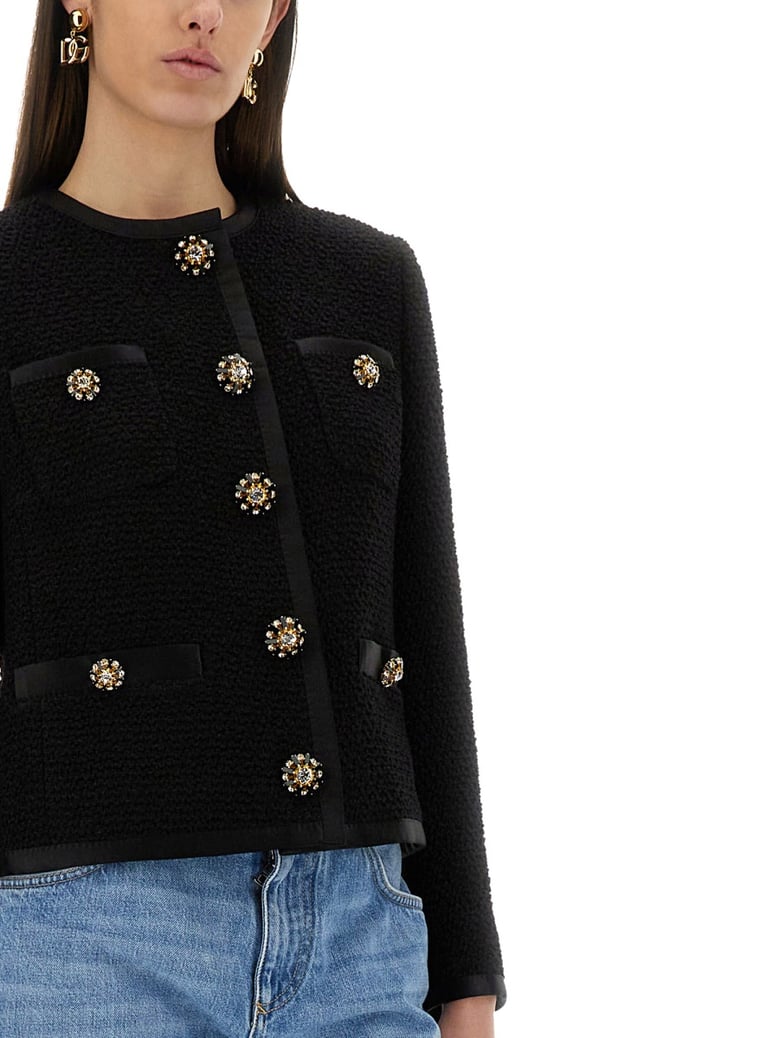 single-breasted tweed bouclé short jacket by Selfnex