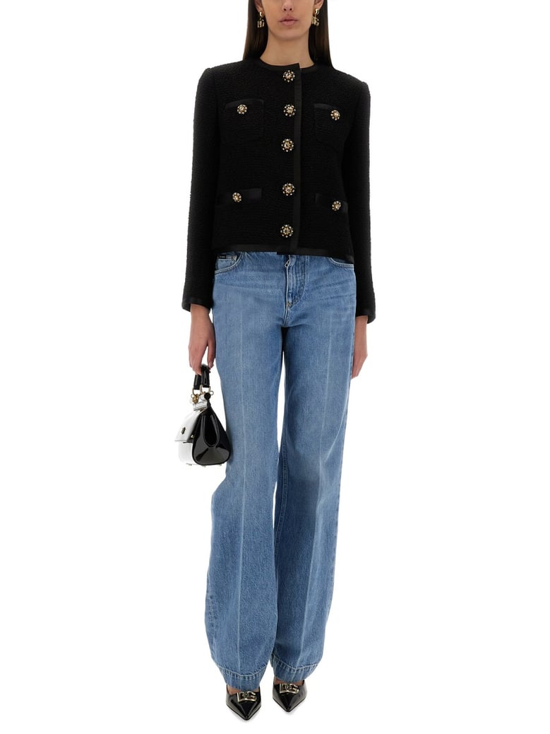 single-breasted tweed bouclé short jacket by Selfnex
