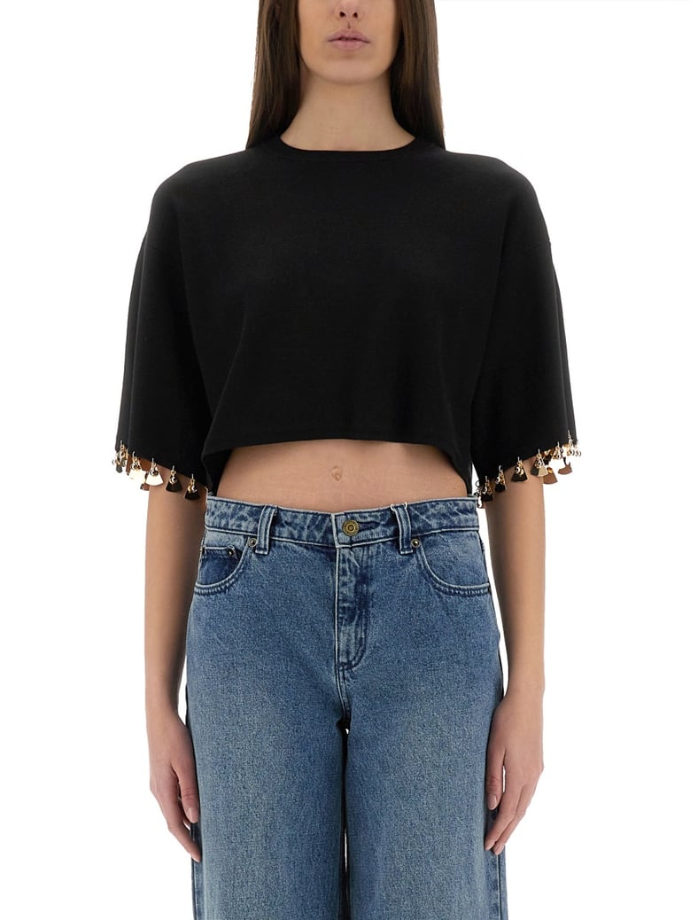 knit crop t-shirt by Selfnex