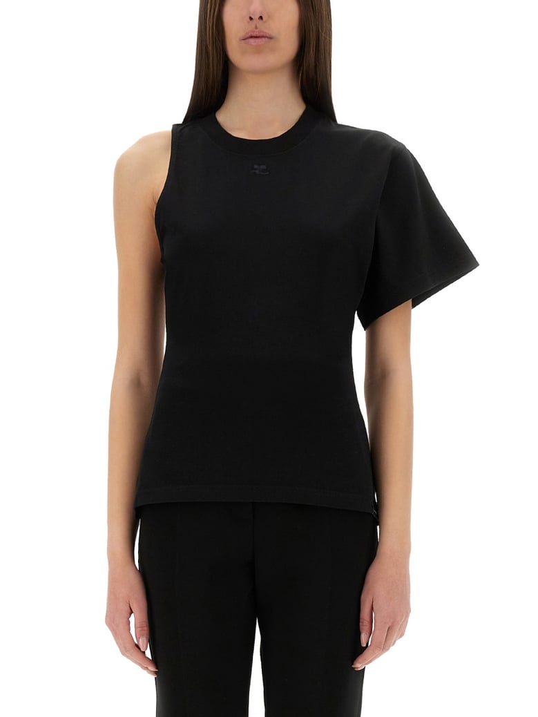 one-shoulder t-shirt in scuba by Selfnex