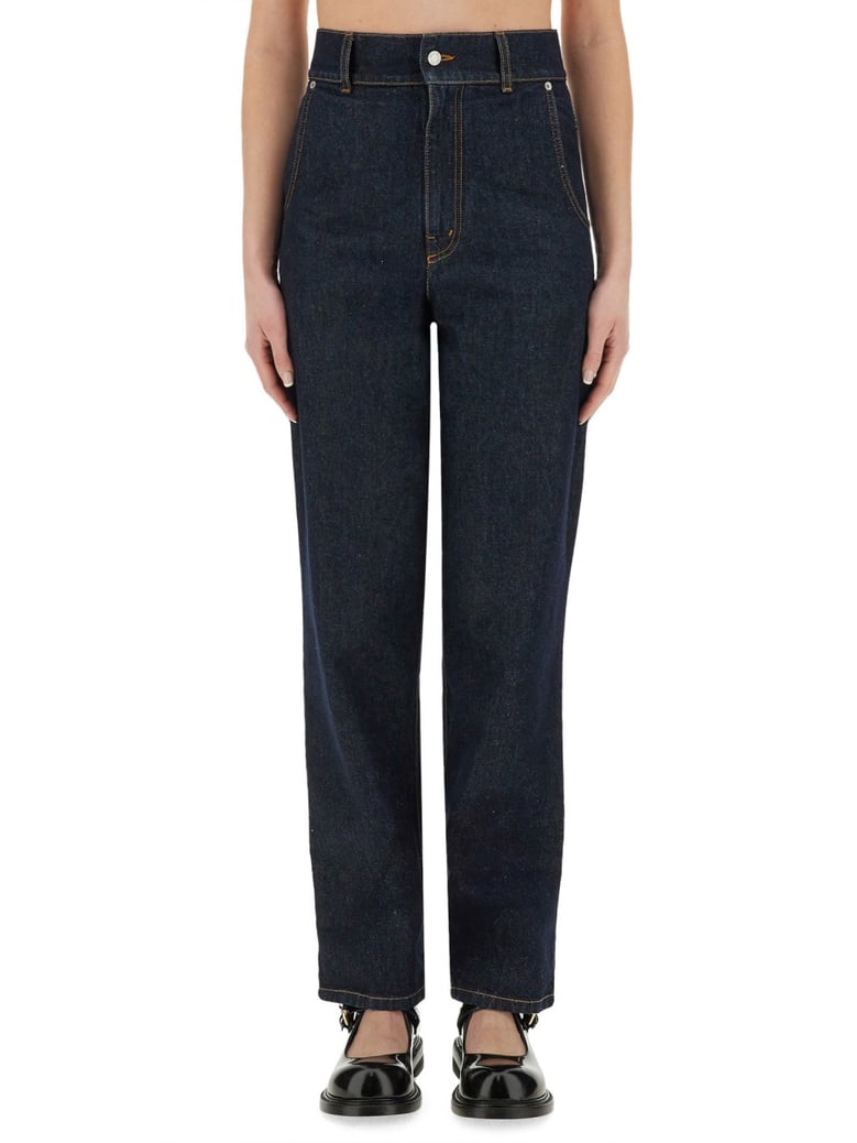 laurel crown patch denim pants by Selfnex