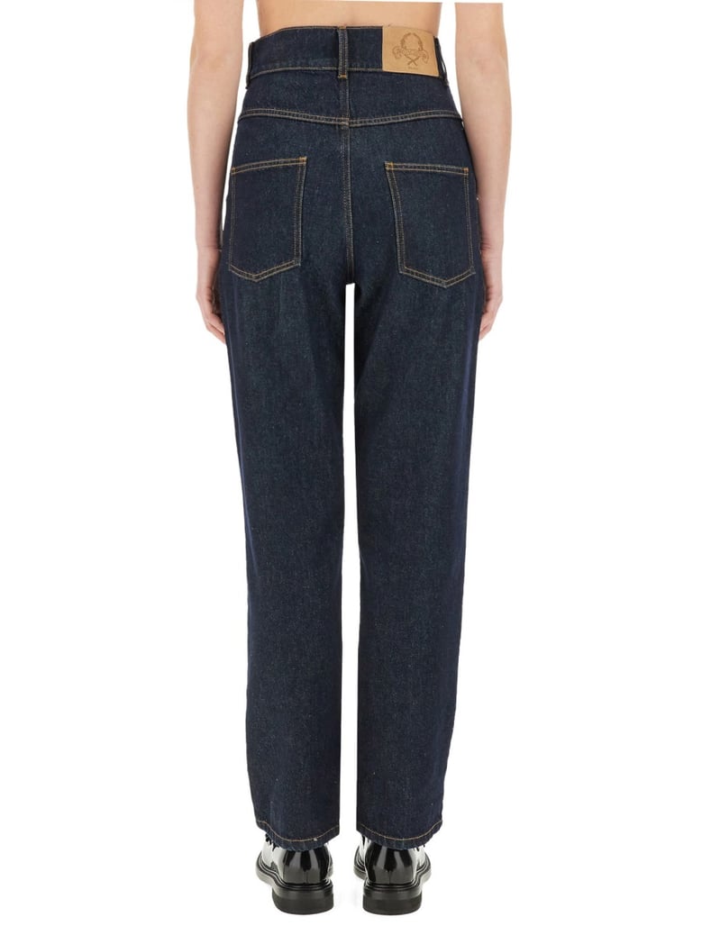 laurel crown patch denim pants by Selfnex