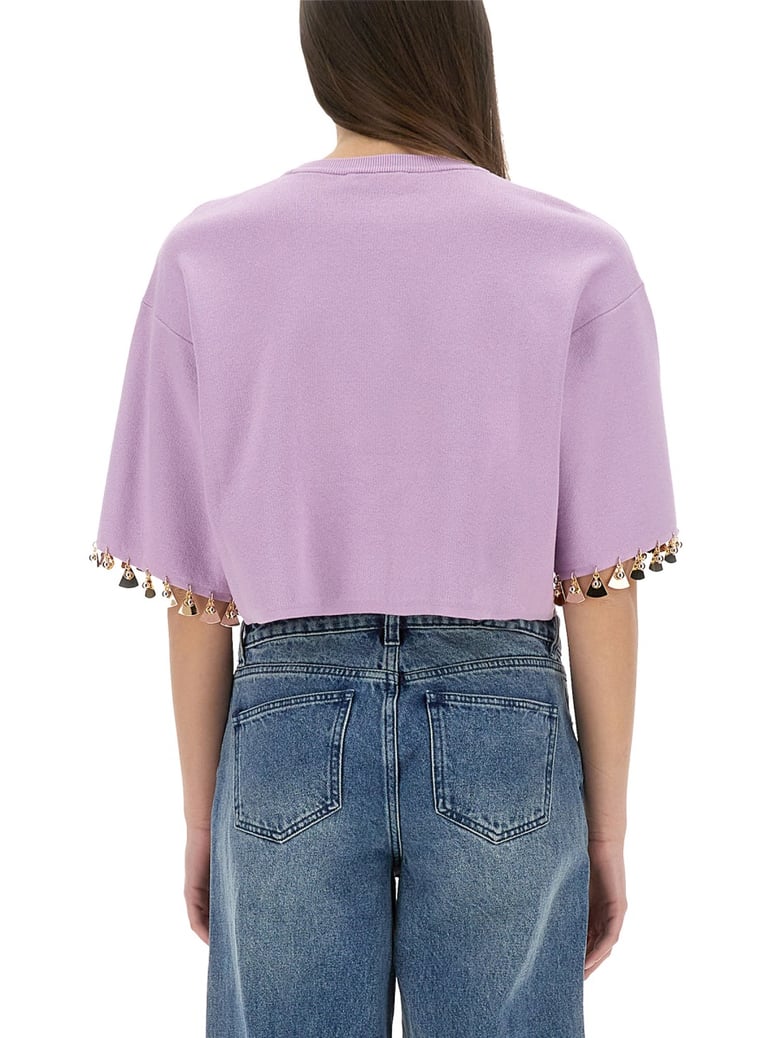 knit crop t-shirt in lilac by Selfnex